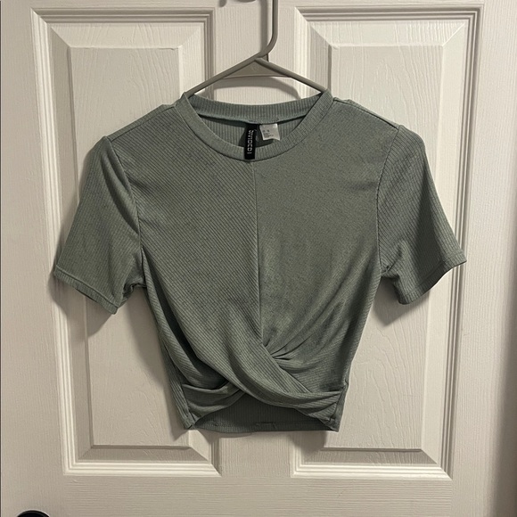 Divided Tops - Divided Sage Green Twist Front Crop Top